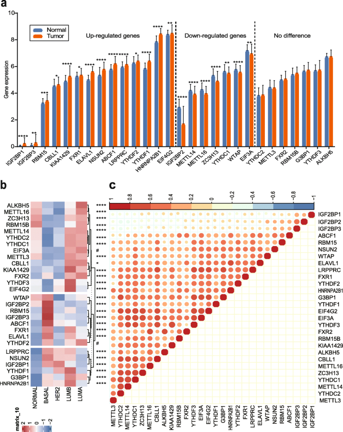 m6A调节因子表达差异