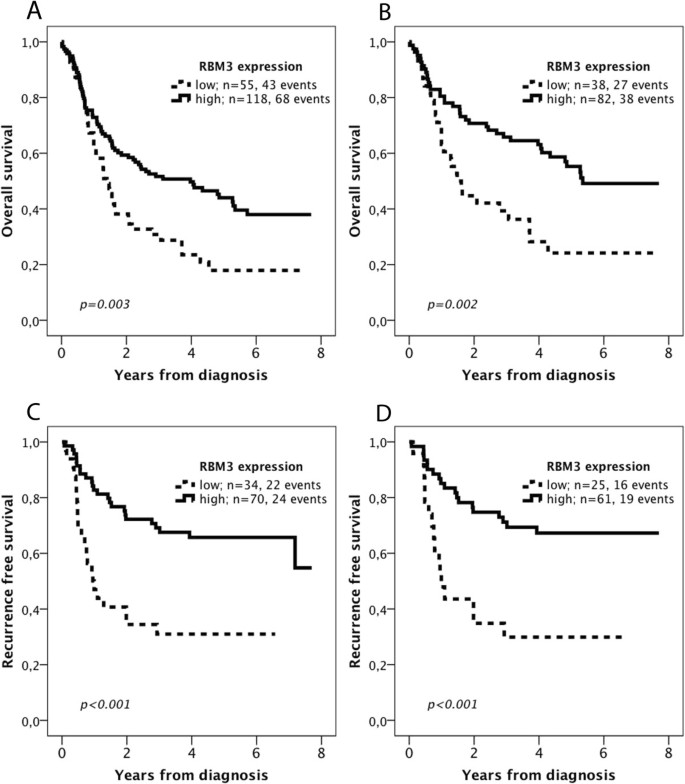 基于RBM3表达的Kaplan-Meier生存曲线