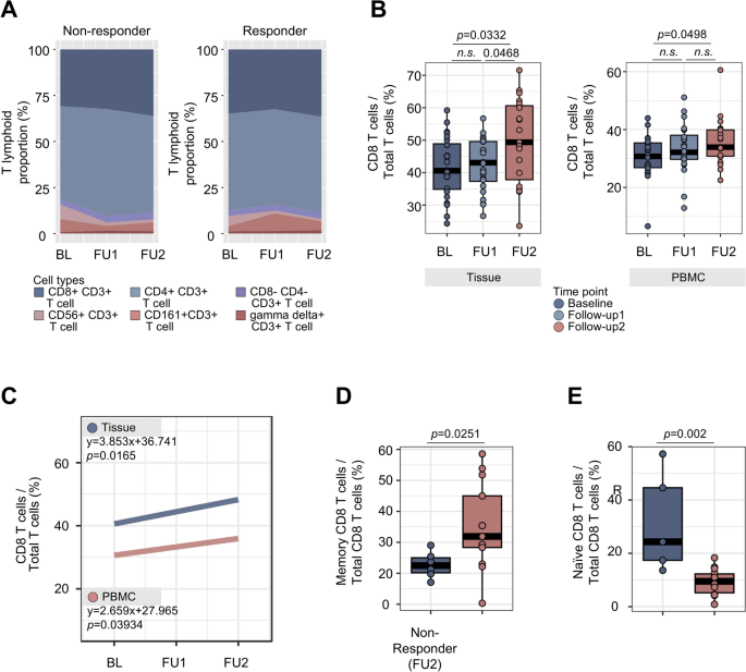 图4 化疗免疫治疗后CD8+T细胞的动态变化特征