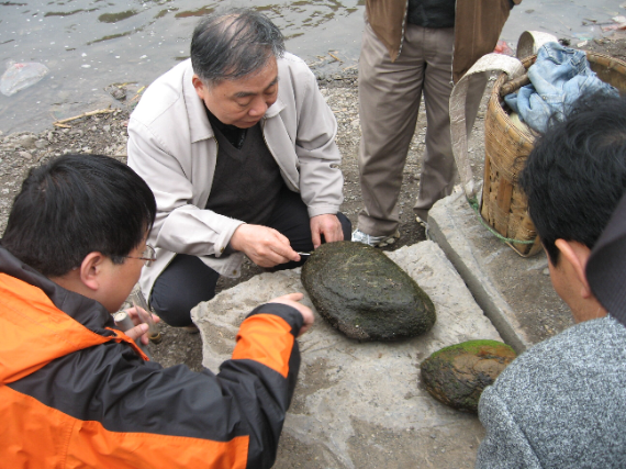 2022年7月，赤水河台站第一代科学家曹文宣院士（左二）在赤水河科考。